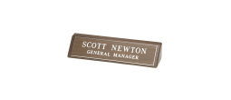 Precision engraved name plates help you put a name to a face in traditional and economical style.  Engraved name plates are typically used for requirements that only involve text, but simple logos can also be engraved.